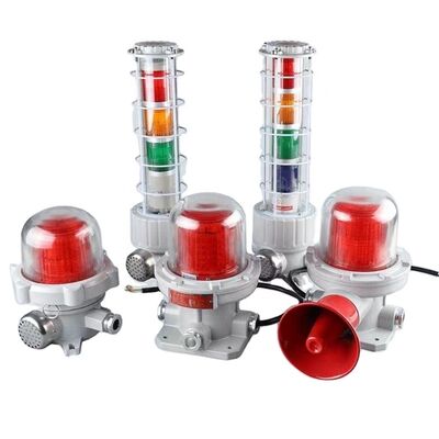 내부 갓이 있는 노란색 방폭 경고등, 빨강, 노랑, 파랑 및 기타 색상 Ex 마크 II 2 G Ex Db Eb IIC T6 Gb II 2 D Ex Tb IlIC T80°C Db IP66