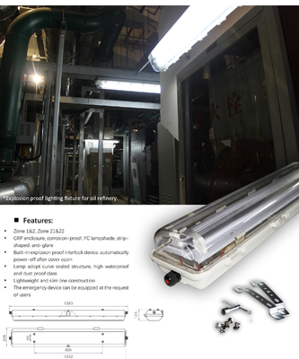 18w 36w 54w GRP 재료 선형 LED 폭발 방지 빛 1.2M 100lm / w 5 년 보증 아텍스