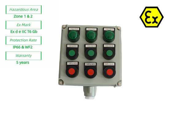 ATEX 폭발 방지 제어 스테이션 격리 위험 구역에 대한 산업 제어판1 방화 방지 조명 10A AC220v